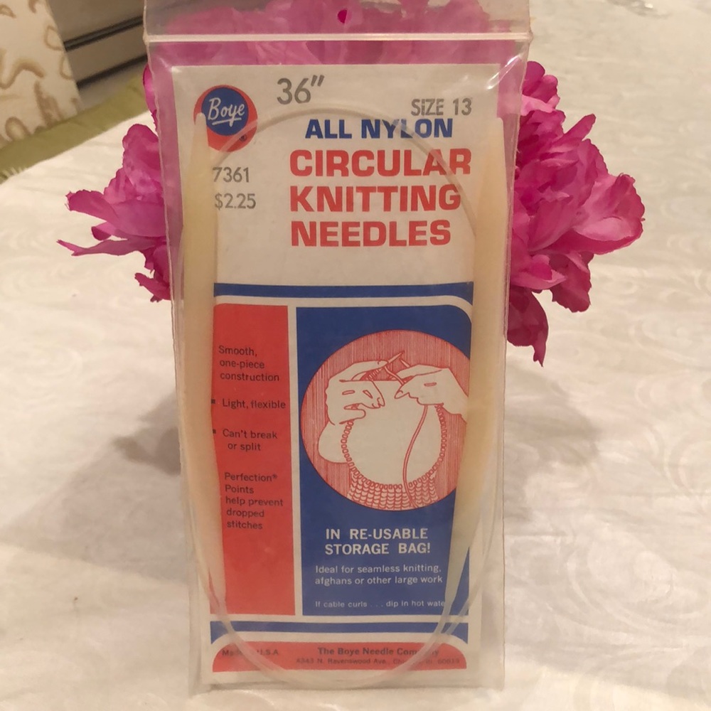 NIP vintage Boye AllNylon 36” size 13 circular knitting née